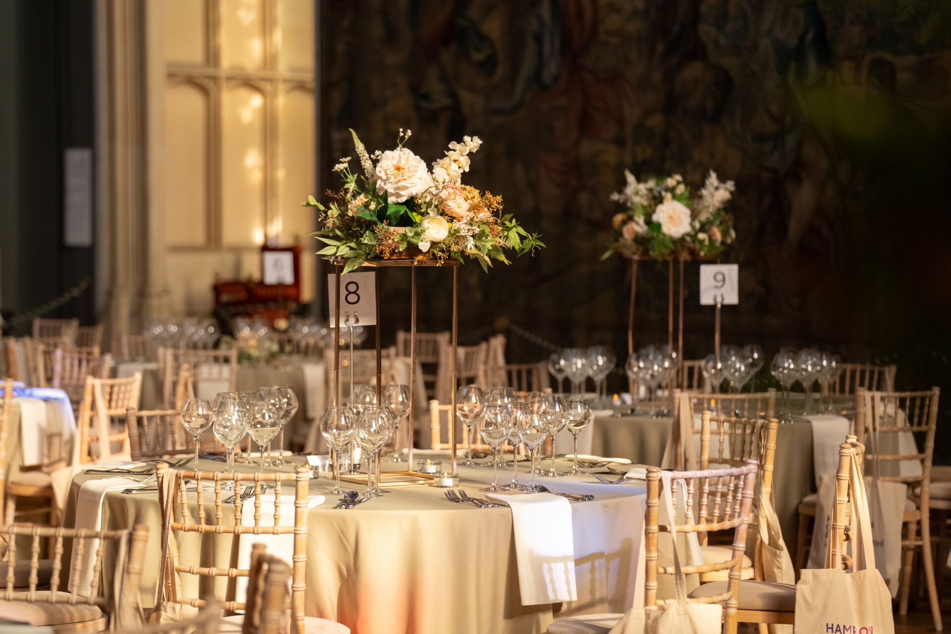 Table set-up at Hampton Court Palace